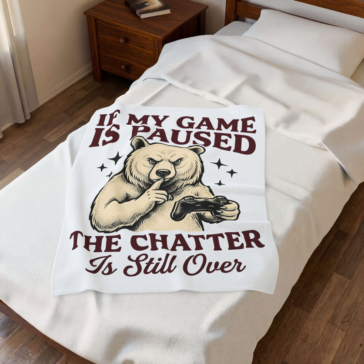 Gamer Bear Gaming Creature Gift Cartoon Teddy Gamer Fan Comic Creature Old School Controller Blanket