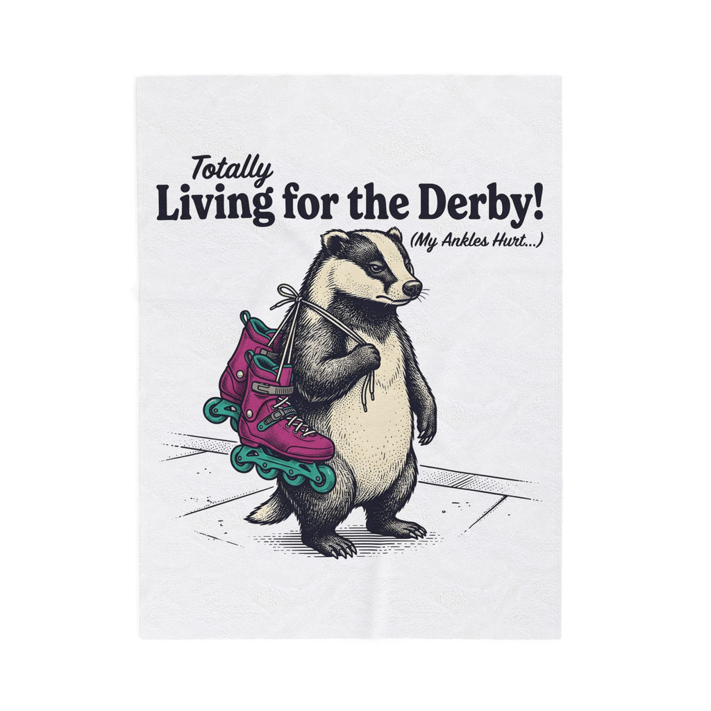 Badger Roller Skates Blanket Funny Pet Gift Women Retro Blanket Roller Skating Blanket Humor Fan Vintage Blanket Animal Graphic Sketch Creature
