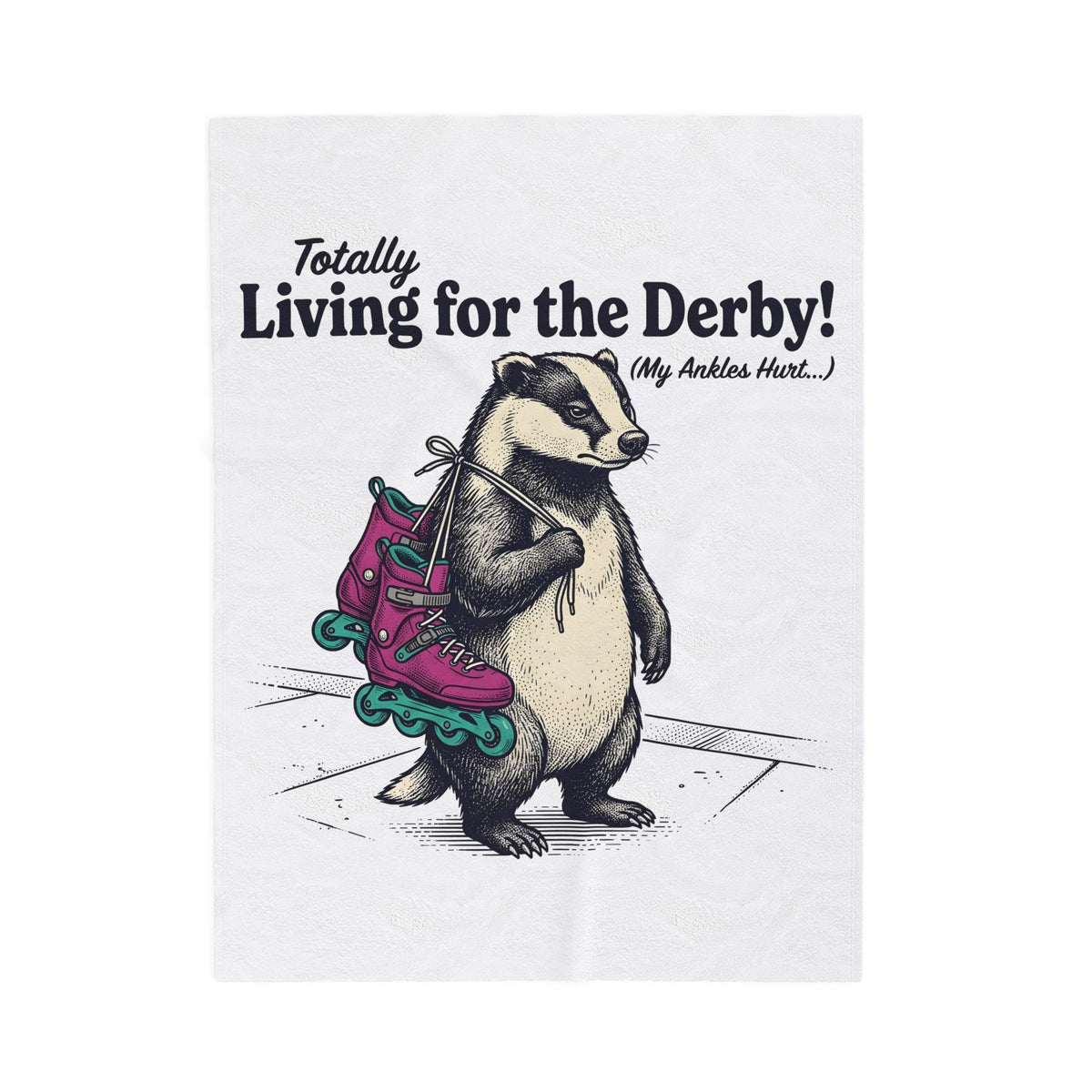 Badger Roller Skates Blanket Funny Pet Gift Women Retro Blanket Roller Skating Blanket Humor Fan Vintage Blanket Animal Graphic Sketch Creature