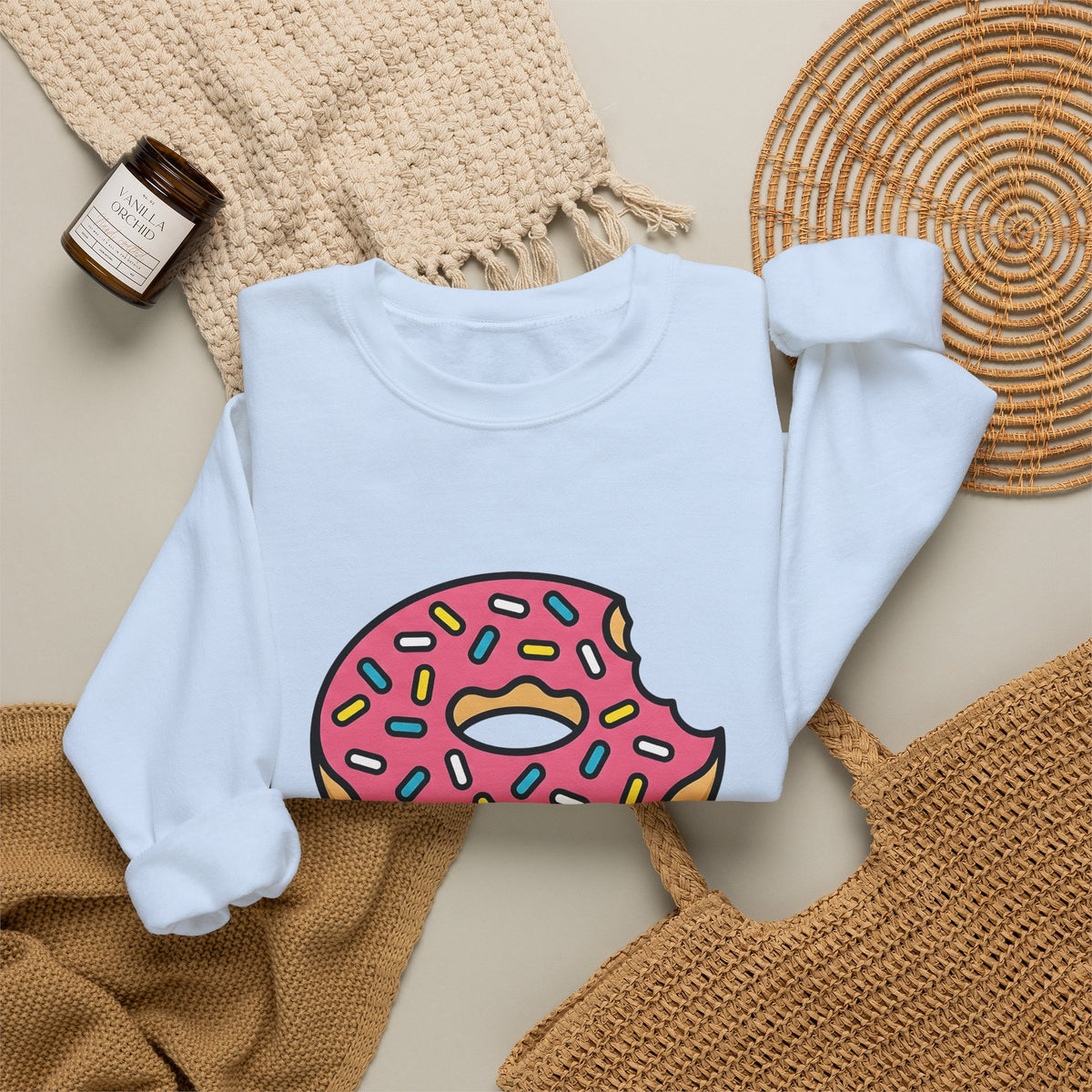 Donut Drawing Sweatshirt Desserts Cuisine Gift Women Charming Sweatshirt Doughnut Sweatshirt Pastry Fan Cartoon Sweatshirt Food Graphic Animation Candy Sweatshirt