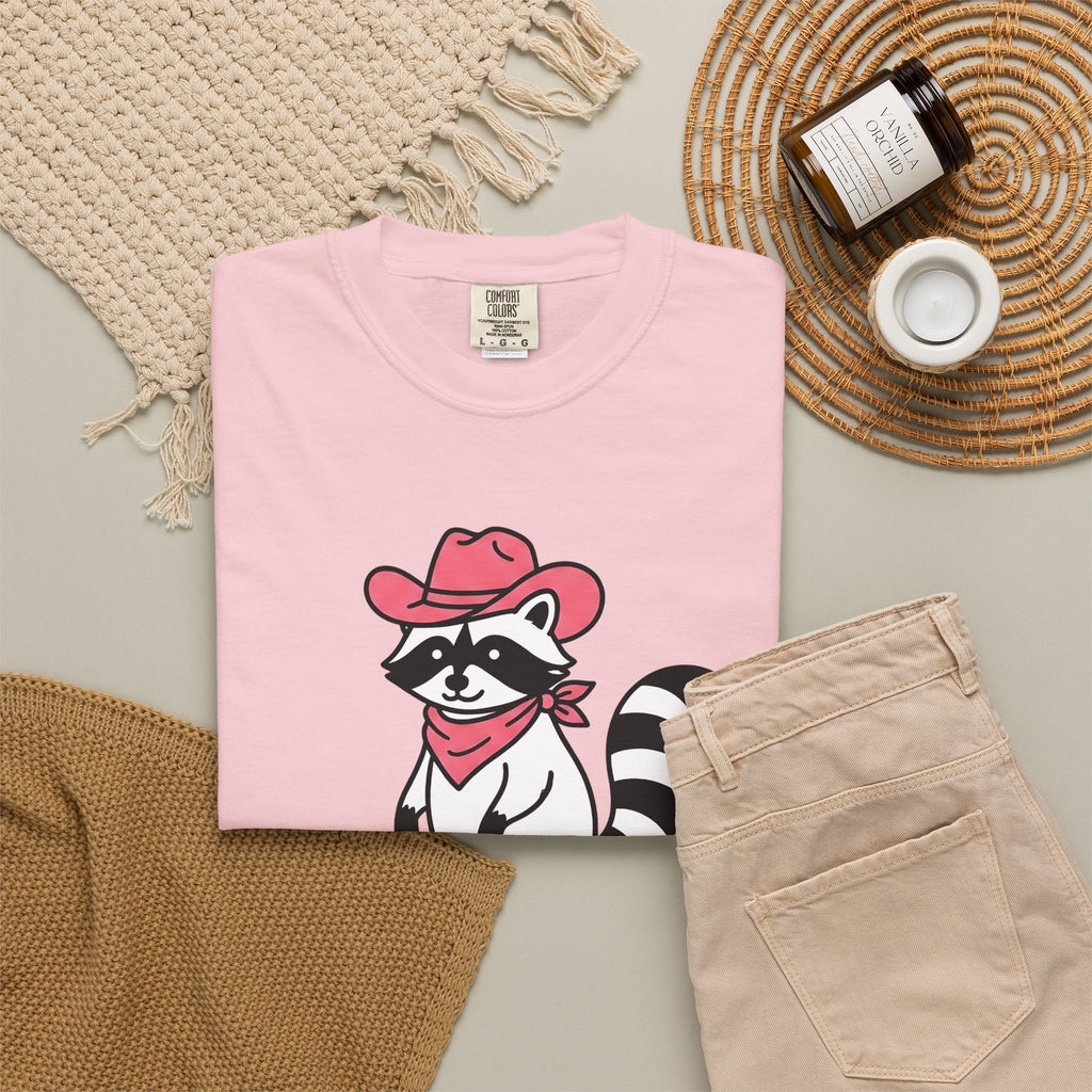 Raccoon Cowgirl T-Shirt Cowgirl Pet Gift Women Cartoon T-Shirt Raccoon T-Shirt Cowgirl Fan Cartoonish T-Shirt Animal Graphic Sketch Cowboy Hat