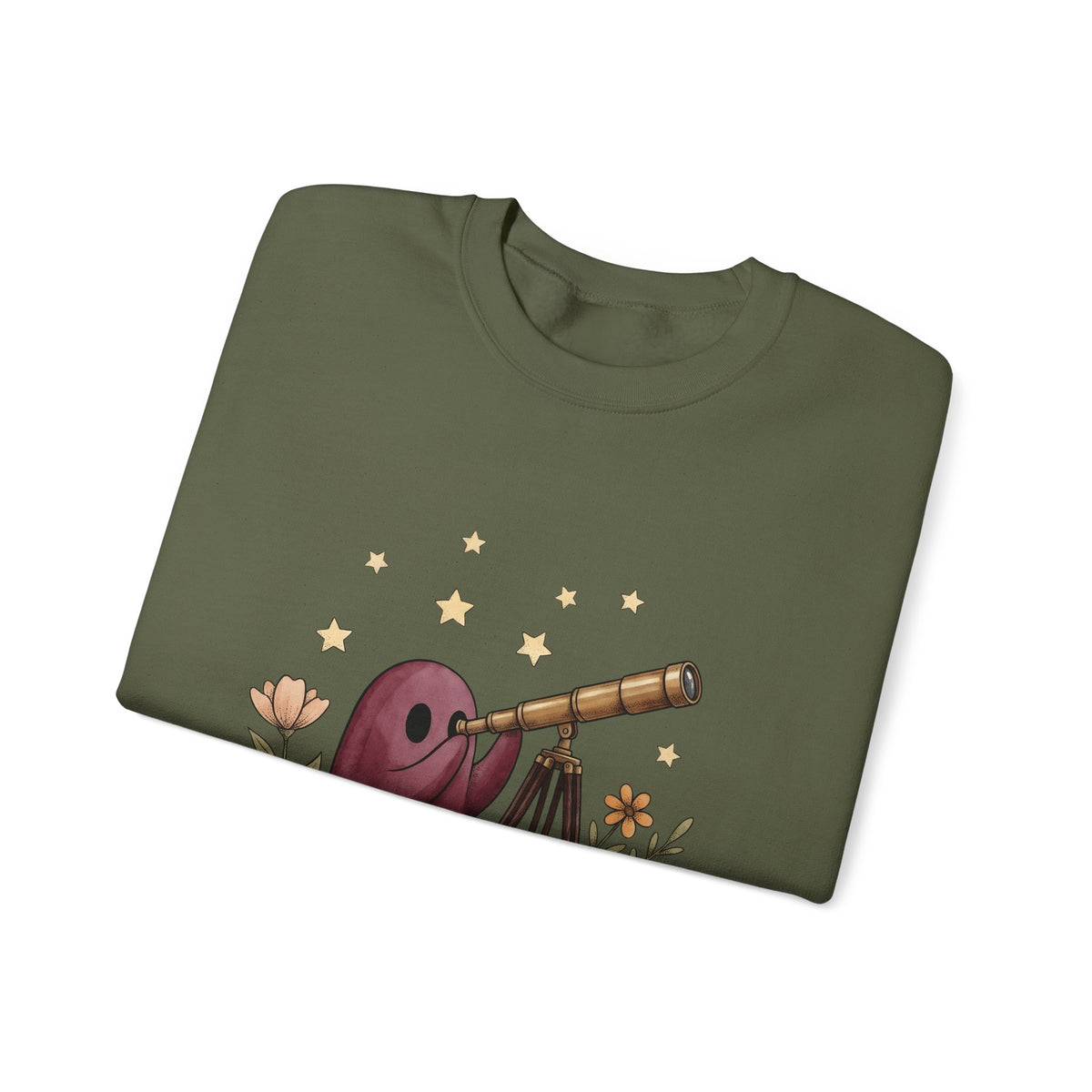Ghost Telescope Sweatshirt Boho Chic Celestial Gift Women Whimsical Sweatshirt Spyglass Sweatshirt Bohemian Fan Fantasy Sweatshirt Galaxy Graphic Vintage