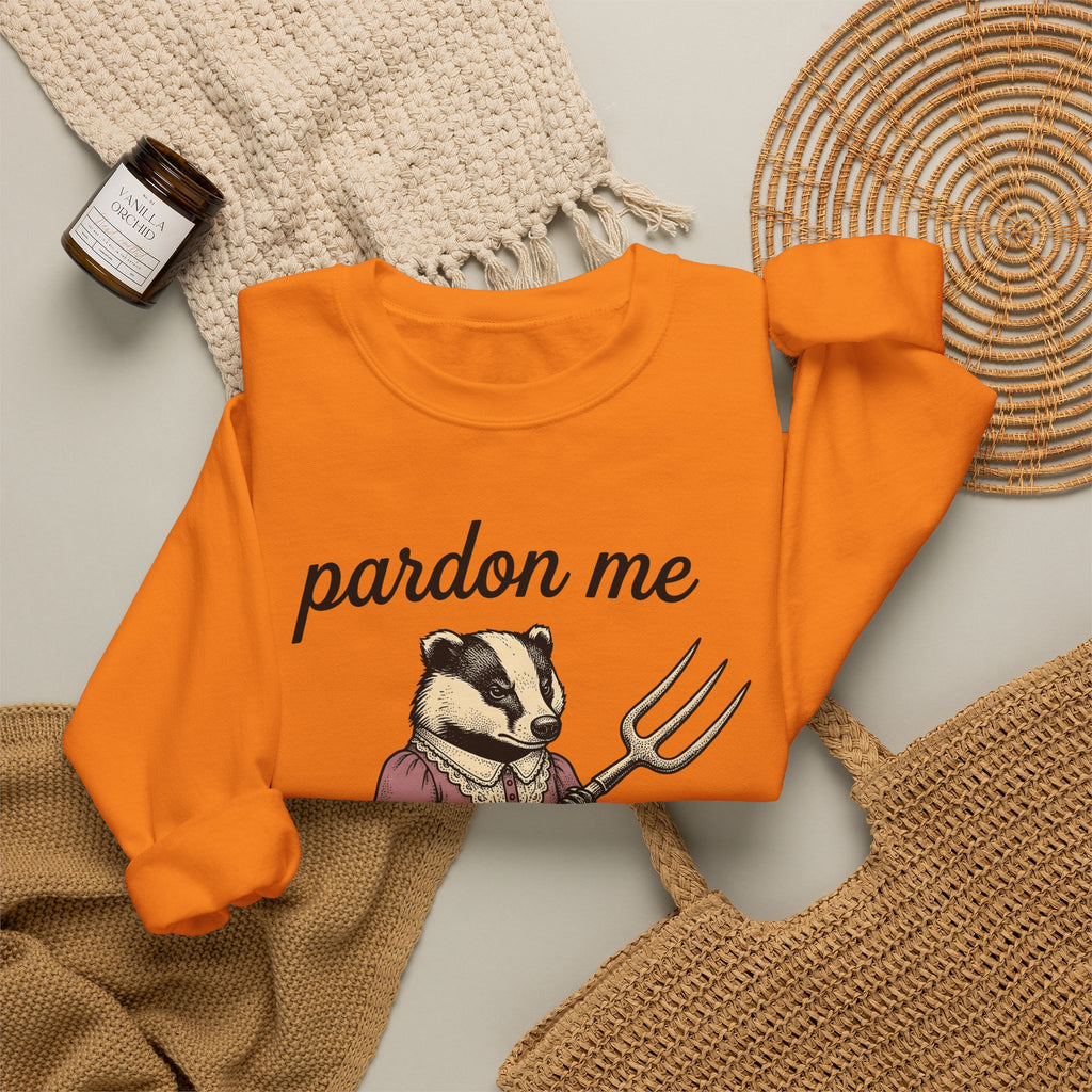Badger Attire Sweatshirt Funny Critter Gift Women Rustic Sweatshirt Badger Sweatshirt Humor Fan Folk Sweatshirt Animal Graphic Doodle Fork Tool Sweatshirt