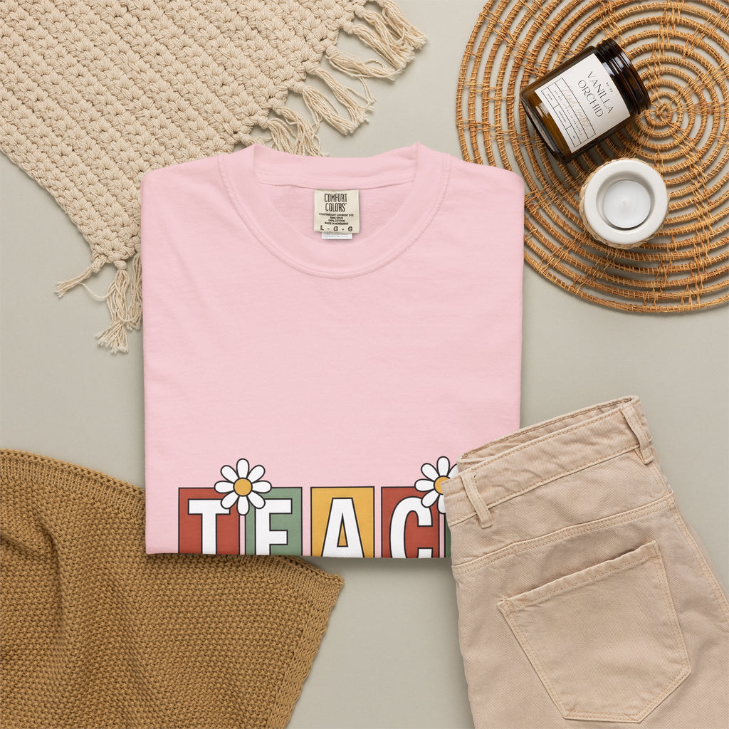 Flower Alphabet Art T-Shirt Teachers Education Gift Women Tribal T-Shirt Alphabet T-Shirt Educator Enthusiast Ethnic T-Shirt Learning Graphic