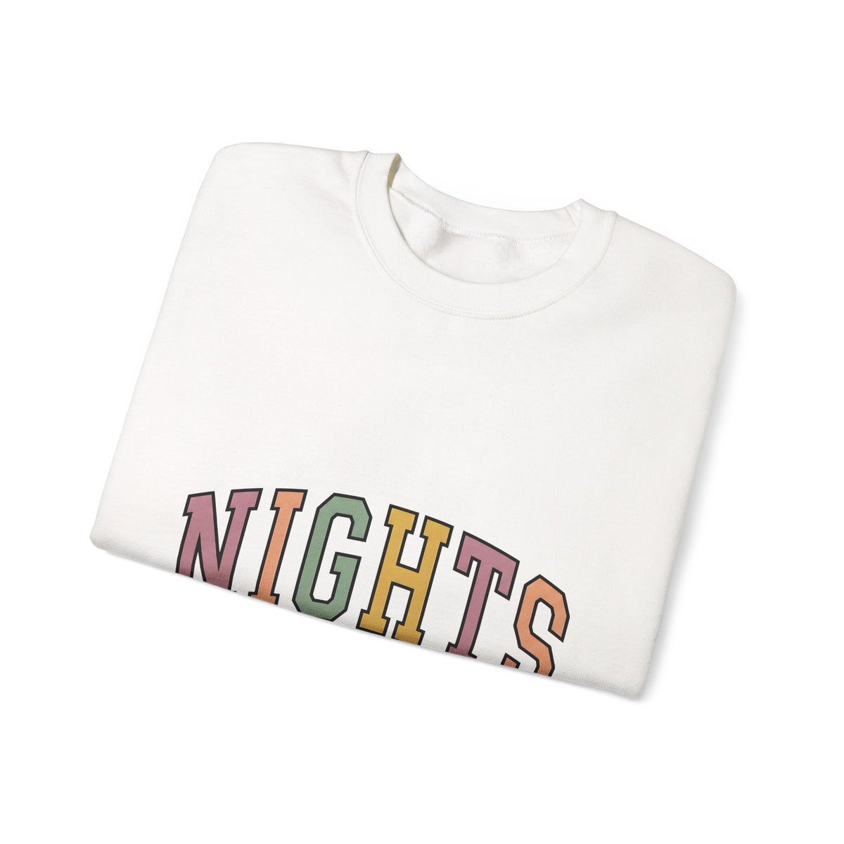 Varsity Lettering Design Sweatshirt Nurses Graveyard Shift Gift Women Pale Hues Sweatshirt Letterman Sweatshirt Nursing Enthusiast Pastel Sweatshirt Night