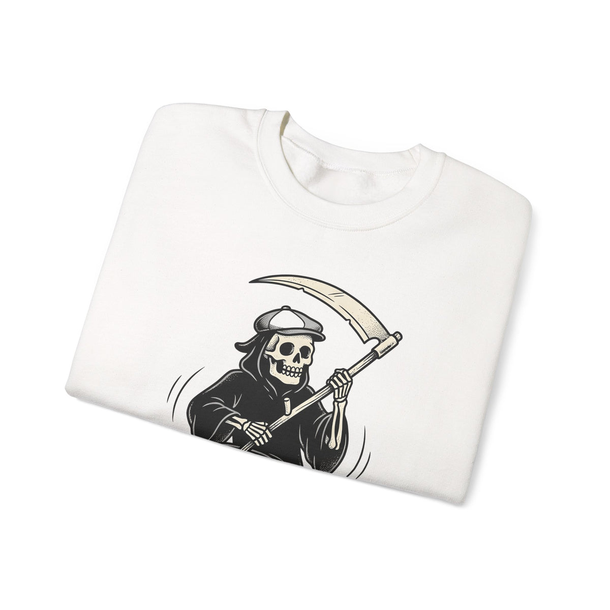 Reaper Skull Sweatshirt Halloween Cranium Gift Women Animated Sweatshirt Grim Reaper Sweatshirt Horror Fan Death Skull Graphic Sweatshirt Old School Sickle