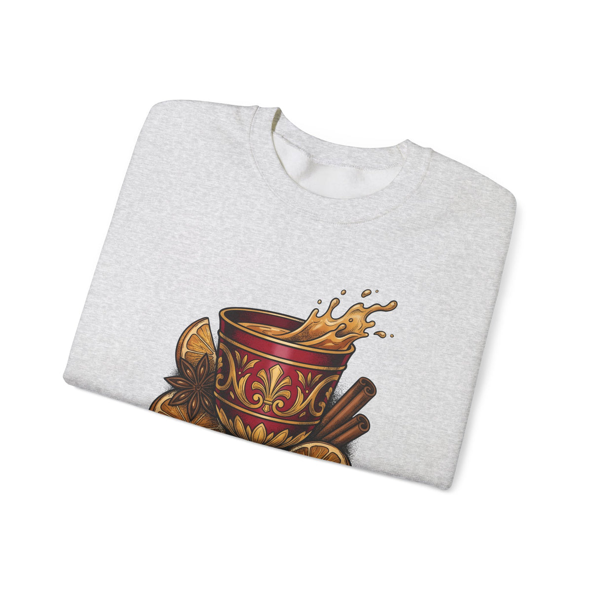 Hot Spiced Drink Holiday Yuletide Gift Farmhouse Mulled Wine Christmas Fan Rustic Winter Outline Sweatshirt
