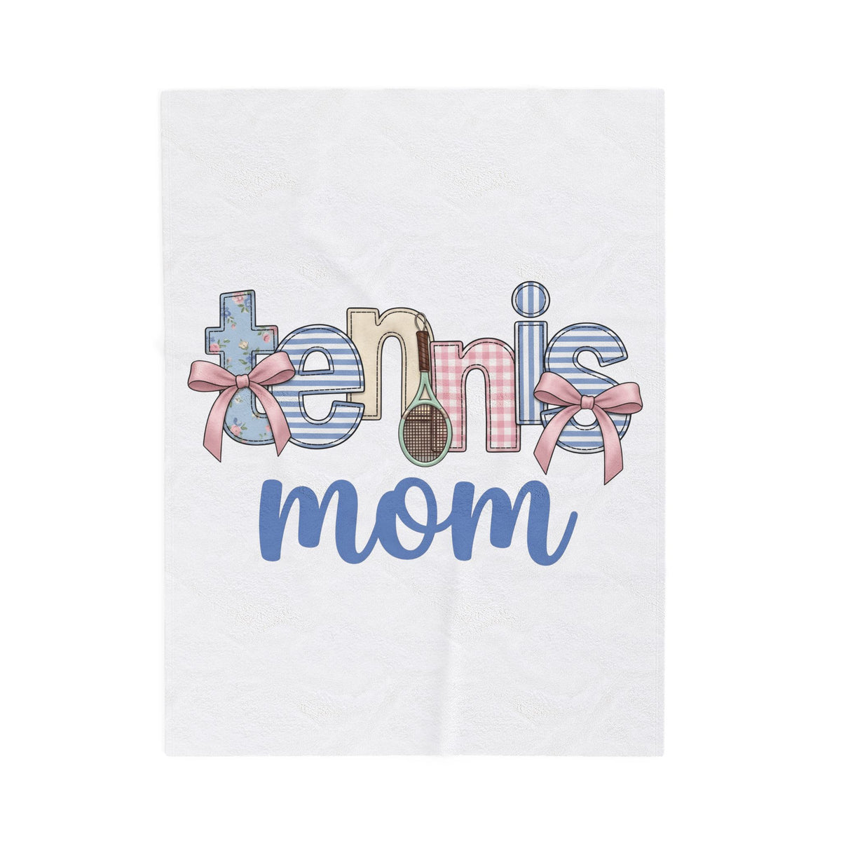Tennis Racket Blanket Tennis Mom Sports Gift Women Cute Blanket Racquet Blanket Tennis Enthusiast Kawaii Blanket Athletic Graphic Retro Pink Bow