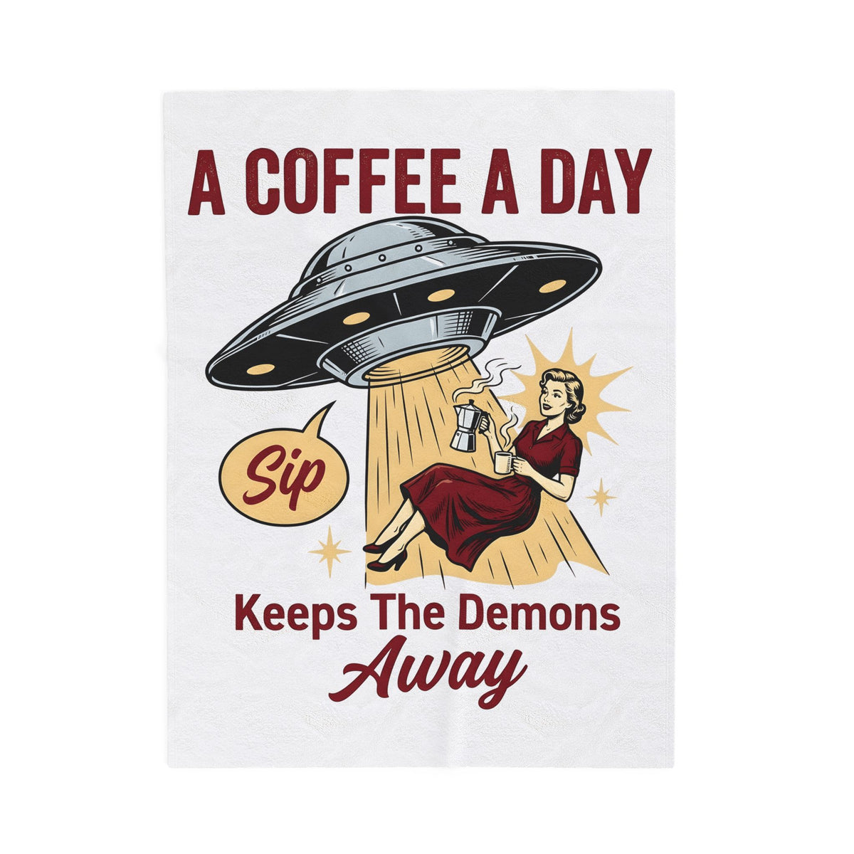 Ufo Coffee Woman Blanket Coffee Alien Gift Women Retro Blanket Alien Blanket Coffee Fan Retro Blanket Extraterrestrial Graphic Vintage Spaceship