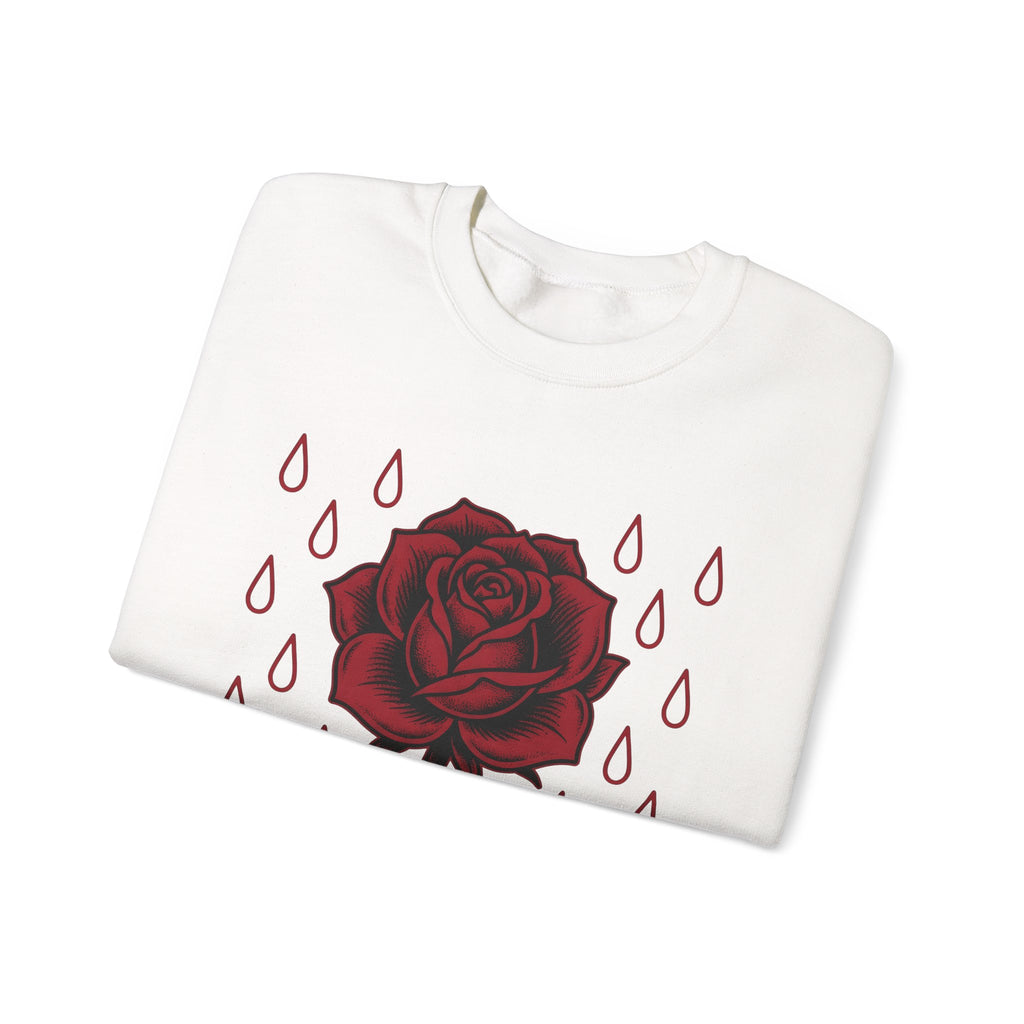 Rose Flower Cowgirl Floral Gift Tattoo Flower Rodeo Fan Ink Floral Vintage Raindrops Sweatshirt
