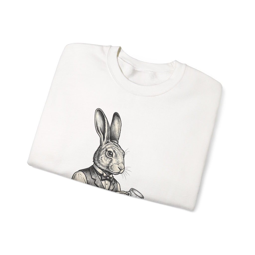 Rabbit Bartender Sweatshirt Animal Bar Gift Women Vintage Sweatshirt Bunny Sweatshirt Pet Fan Retro Sweatshirt Pub Graphic Hand Drawn Playing Card Sweatshirt