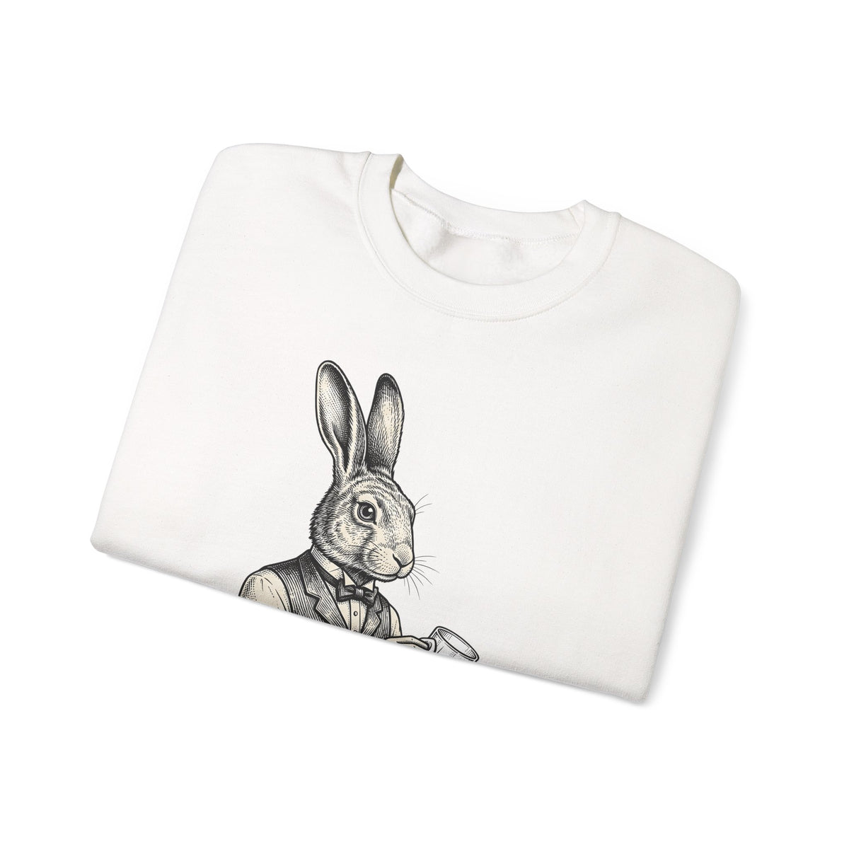 Rabbit Bartender Sweatshirt Animal Bar Gift Women Vintage Sweatshirt Bunny Sweatshirt Pet Fan Retro Sweatshirt Pub Graphic Hand Drawn Playing Card Sweatshirt