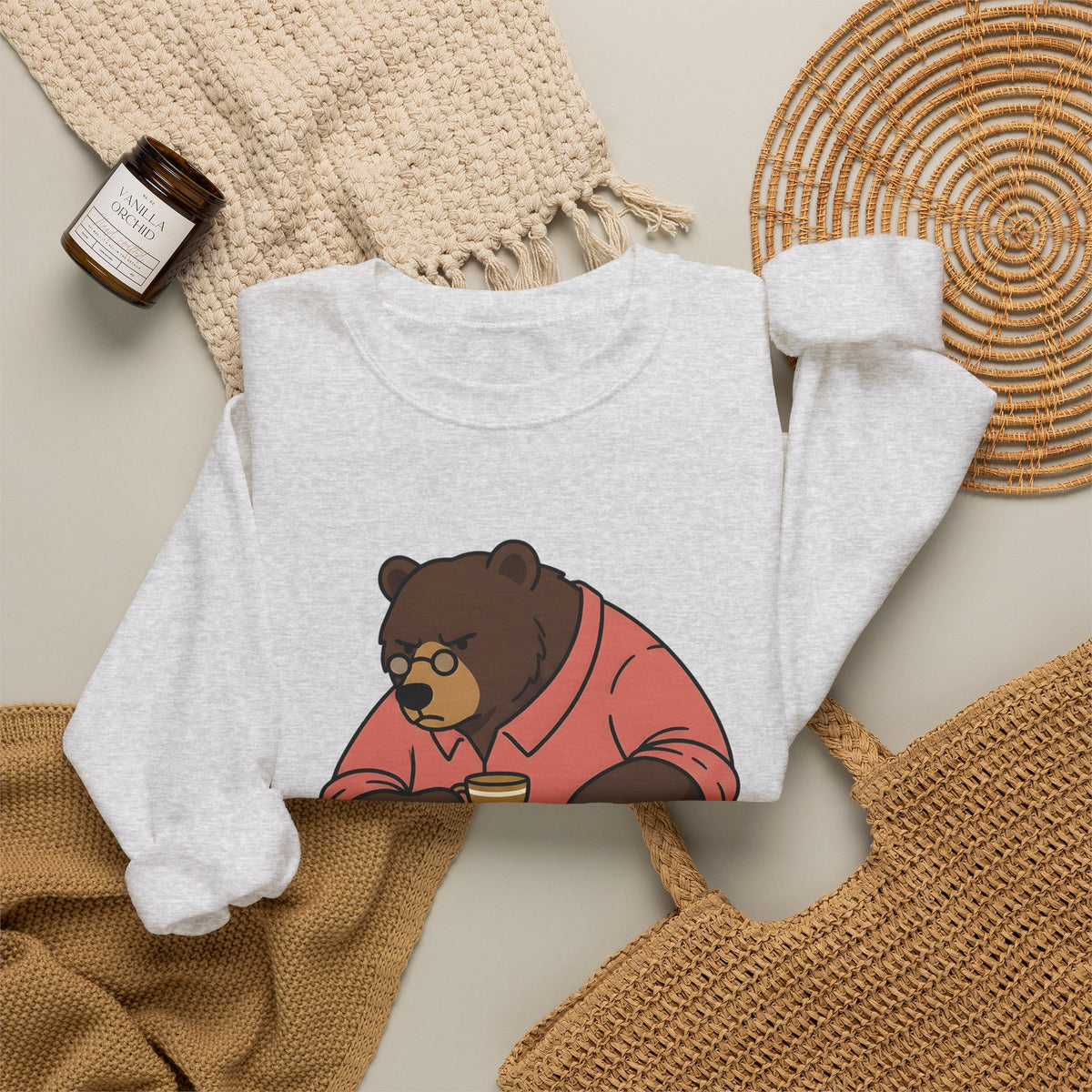 Bear Mocha Sweatshirt Teachers Caffeine Gift Women Illustration Sweatshirt Mocha Sweatshirt Educator Enthusiast Drawing Sweatshirt Caffeine Graphic Doodle