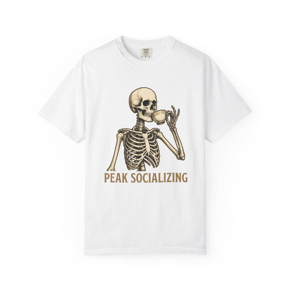 Skeleton Tea Cup T-Shirt Halloween Goth Gift Women Vintage T-Shirt Tea Cup T-Shirt Horror Fan Retro T-Shirt Dark Graphic Hand