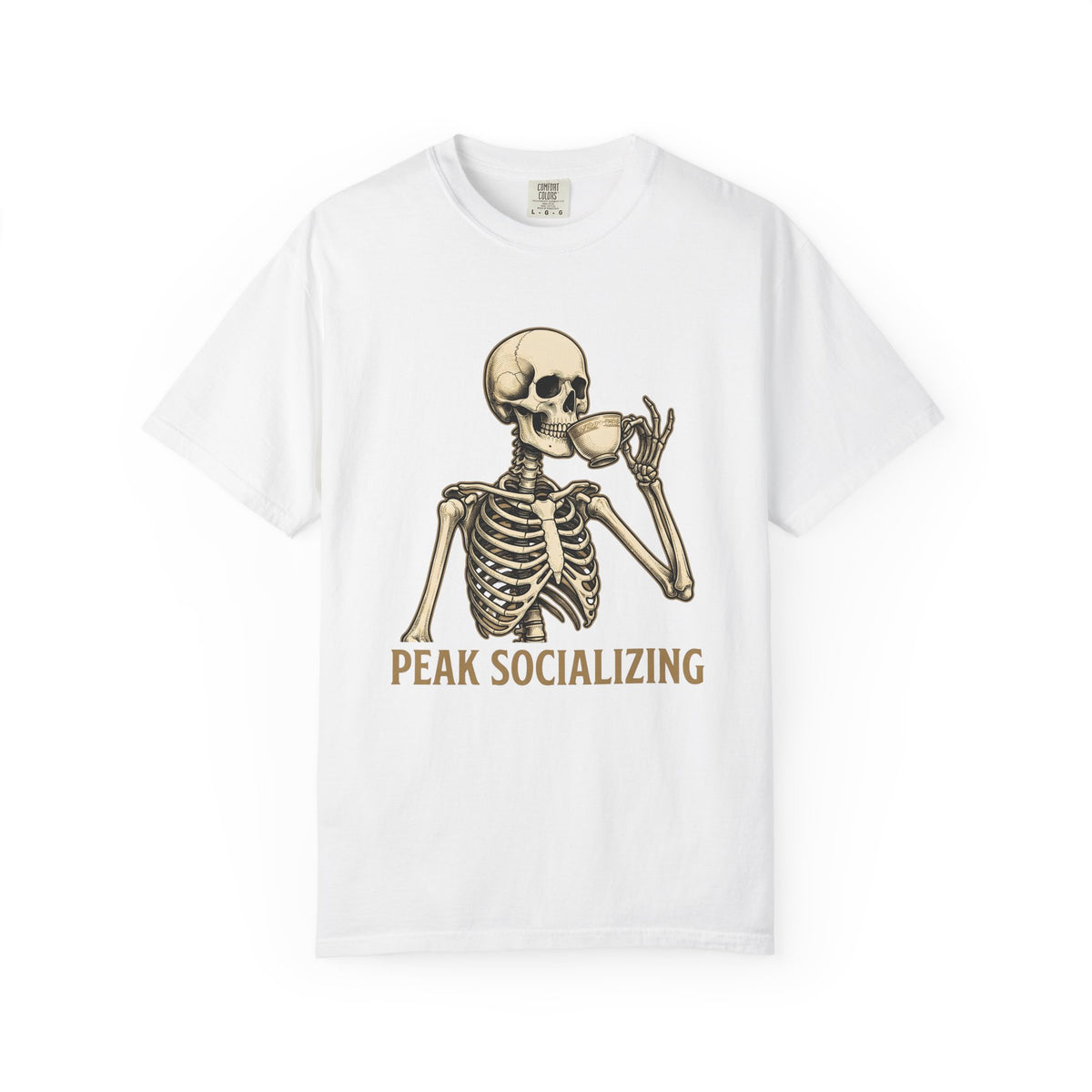 Skeleton Tea Cup T-Shirt Halloween Goth Gift Women Vintage T-Shirt Tea Cup T-Shirt Horror Fan Retro T-Shirt Dark Graphic Hand