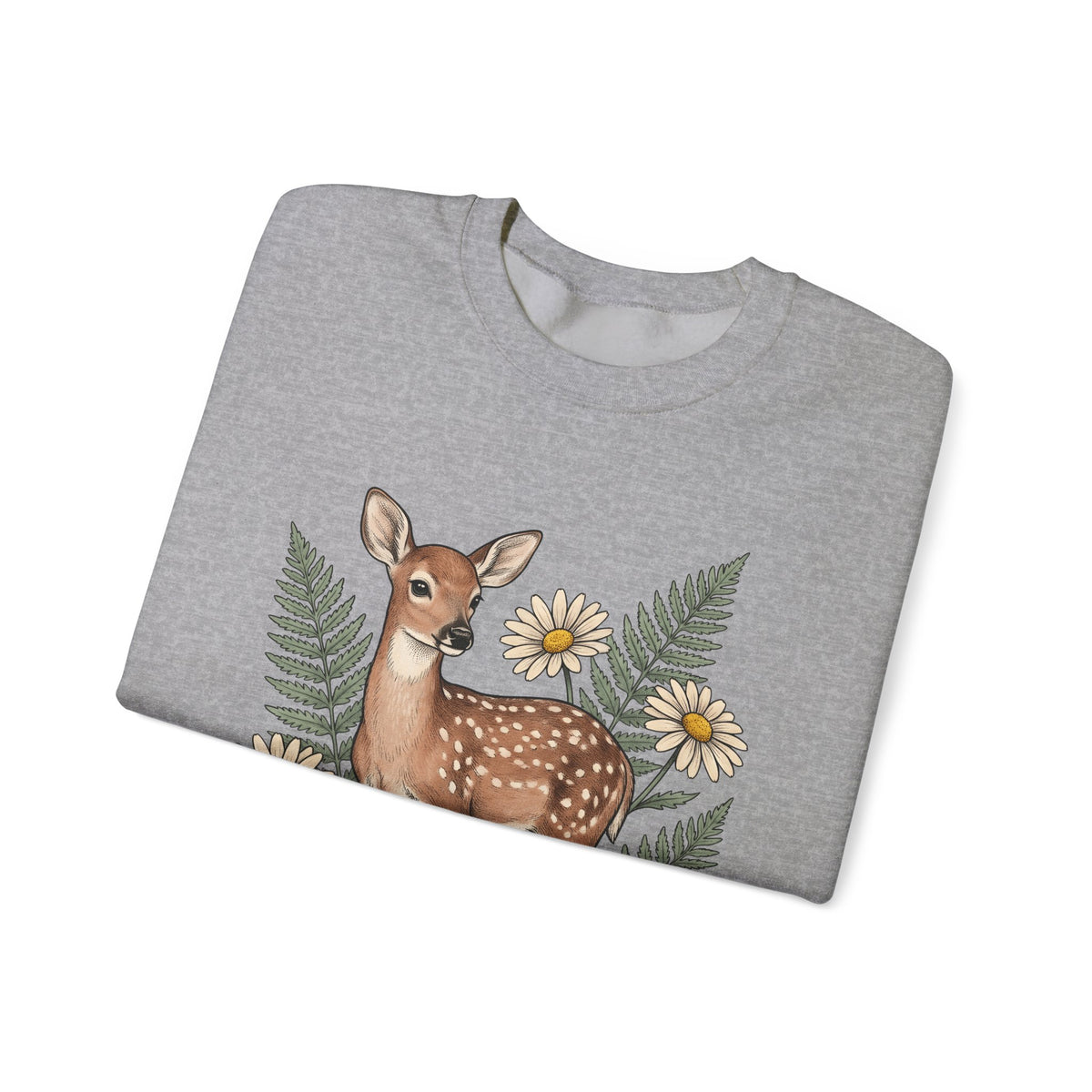 Deer Illustration Sweatshirt Boho Chic Outdoor Gift Women Floral Sweatshirt Fawn Sweatshirt Bohemian Fan Botanical Sweatshirt Wilderness Graphic Retro Flower