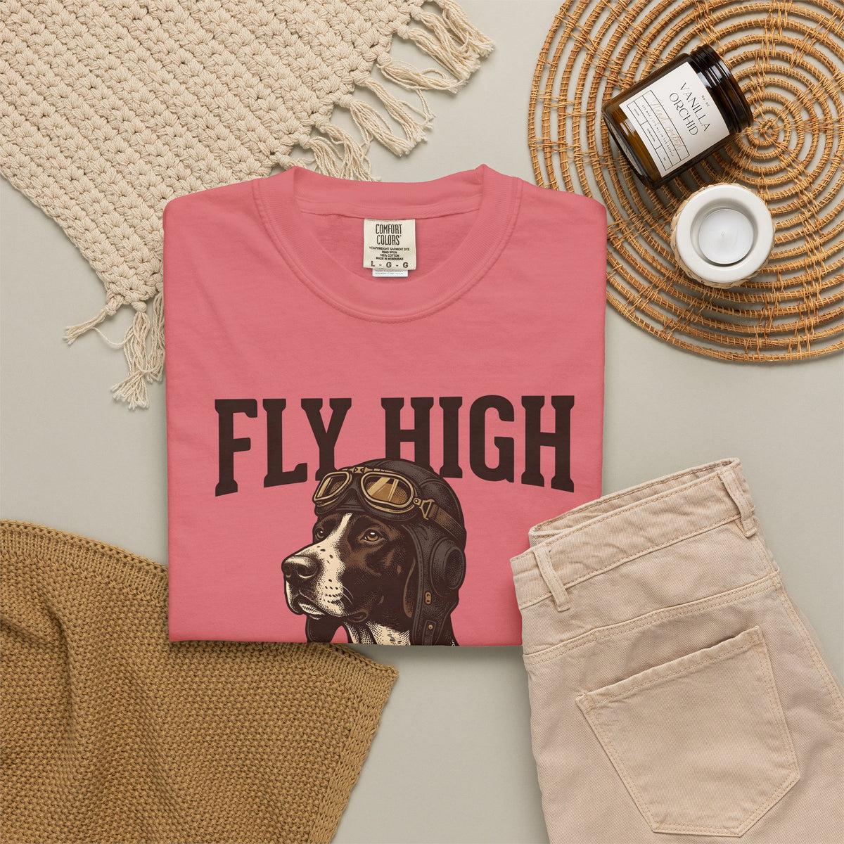 Flying Dog T-Shirt Dog Travel Gift Women Retro T-Shirt Canine T-Shirt Dog Fan Vintage T-Shirt Adventure Graphic Heritage Navigation T-Shirt