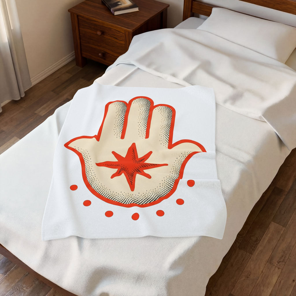Hamsa Hand Blanket Boho Chic Spiritual Gift Women Minimalist Blanket Hand Of Fatima Blanket Bohemian Enthusiast Simple Blanket Mystical Graphic