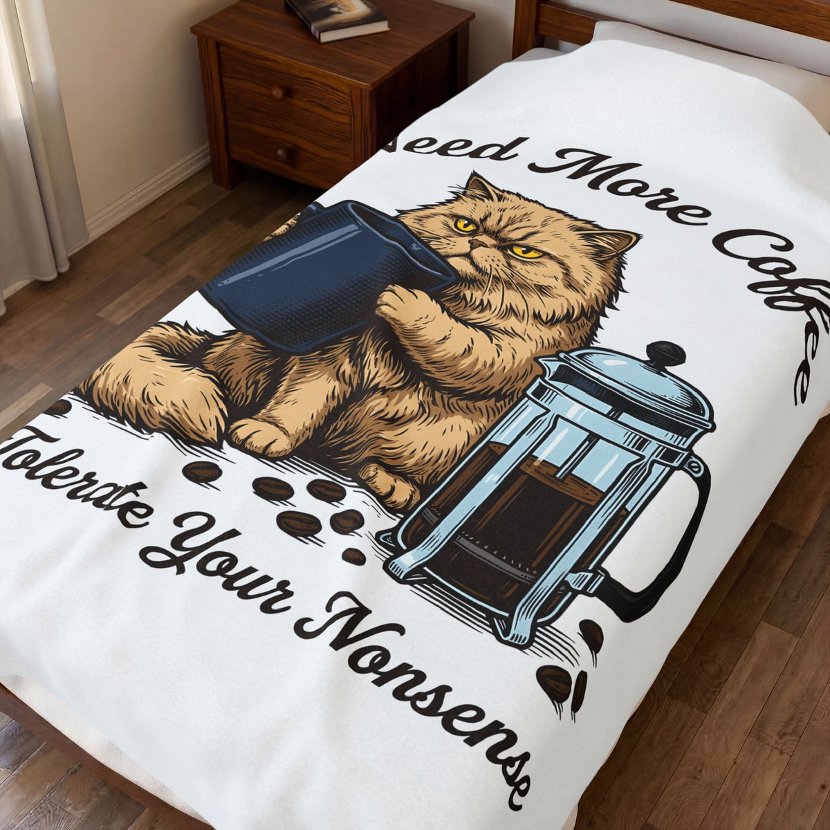 Cranky Cat Blanket Cat Latte Gift Women Old School Blanket Grumpy Cat Blanket Cat Fan Feline Blanket Coffee Graphic Doodle Blanket Blanket