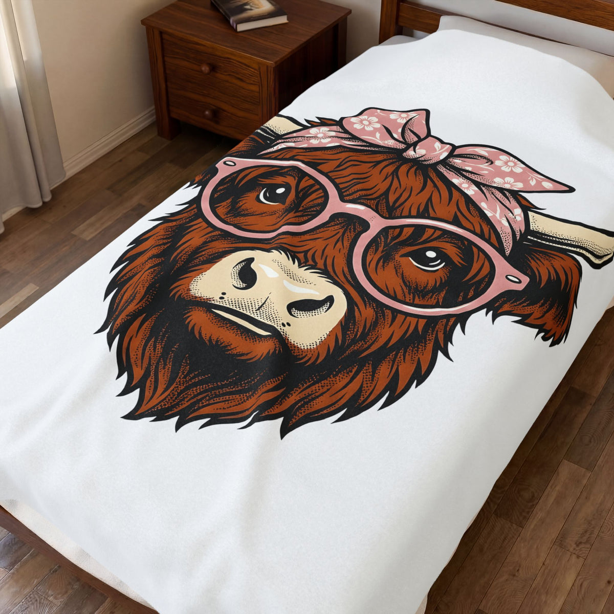 Hairy Cow Blanket Highland Cow Pet Gift Women Sketch Blanket Furry Cow Blanket Highland Cattle Fan Drawing Graphic Blanket Cartoon Shades Blanket