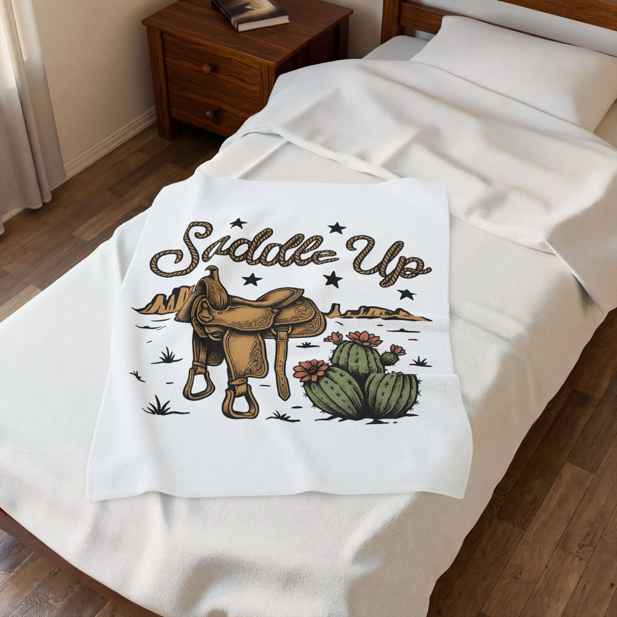 Leather Saddle Blanket Cowgirl Ranch Gift Women Distressed Blanket Saddle Blanket Cowboy Fan Saddlery Blanket Farm Graphic Line Art Succulent