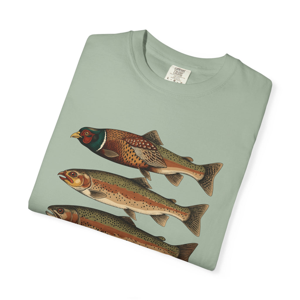 Rainbow Trout Fishing Animals Gift Retro Trout Angler Fan Vintage Wildlife Sketch Game T-Shirt