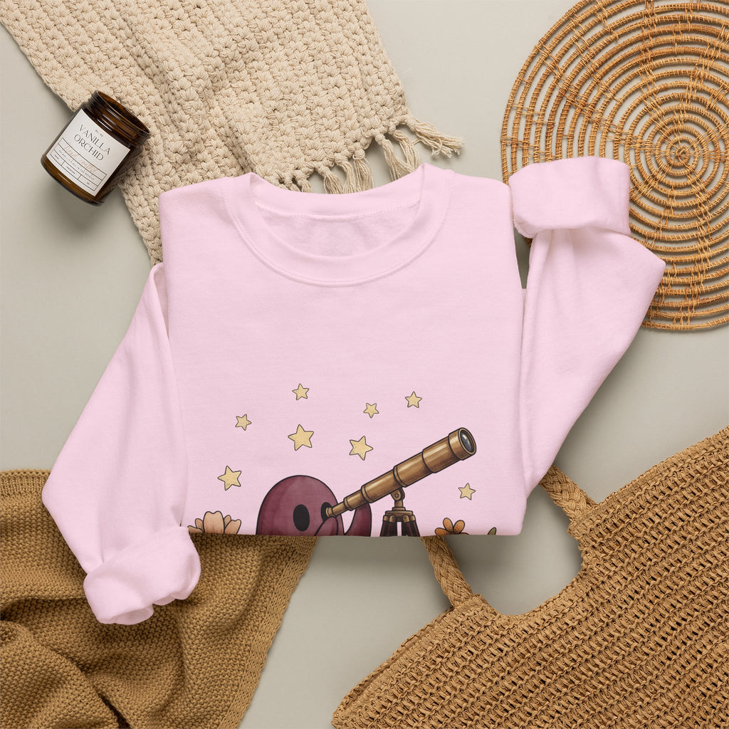 Ghost Telescope Sweatshirt Boho Chic Celestial Gift Women Whimsical Sweatshirt Spyglass Sweatshirt Bohemian Fan Fantasy Sweatshirt Galaxy Graphic Vintage