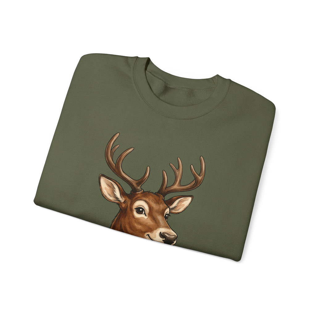 Stag Christmas Fauna Gift Cartoon Deer Xmas Fan Reindeer Hand Painted Holiday Bells Sweatshirt