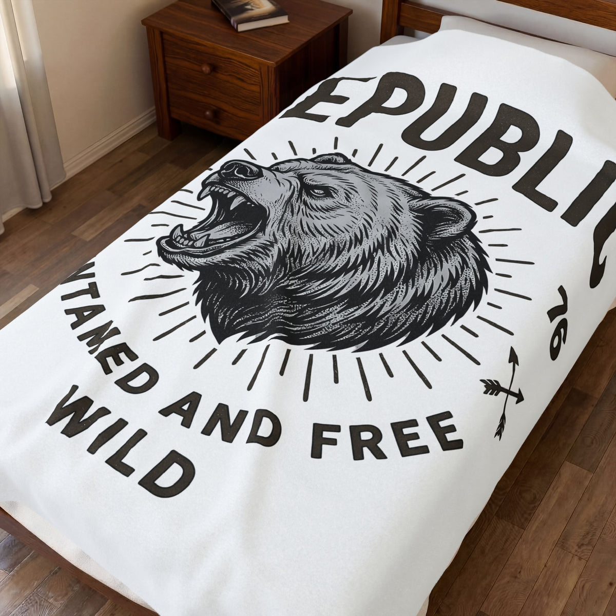 Bear Face Blanket America Flag Gift Women Retro Blanket Ursine Blanket Patriot Fan Vintage Blanket Banner Graphic Sketch Arrow Blanket