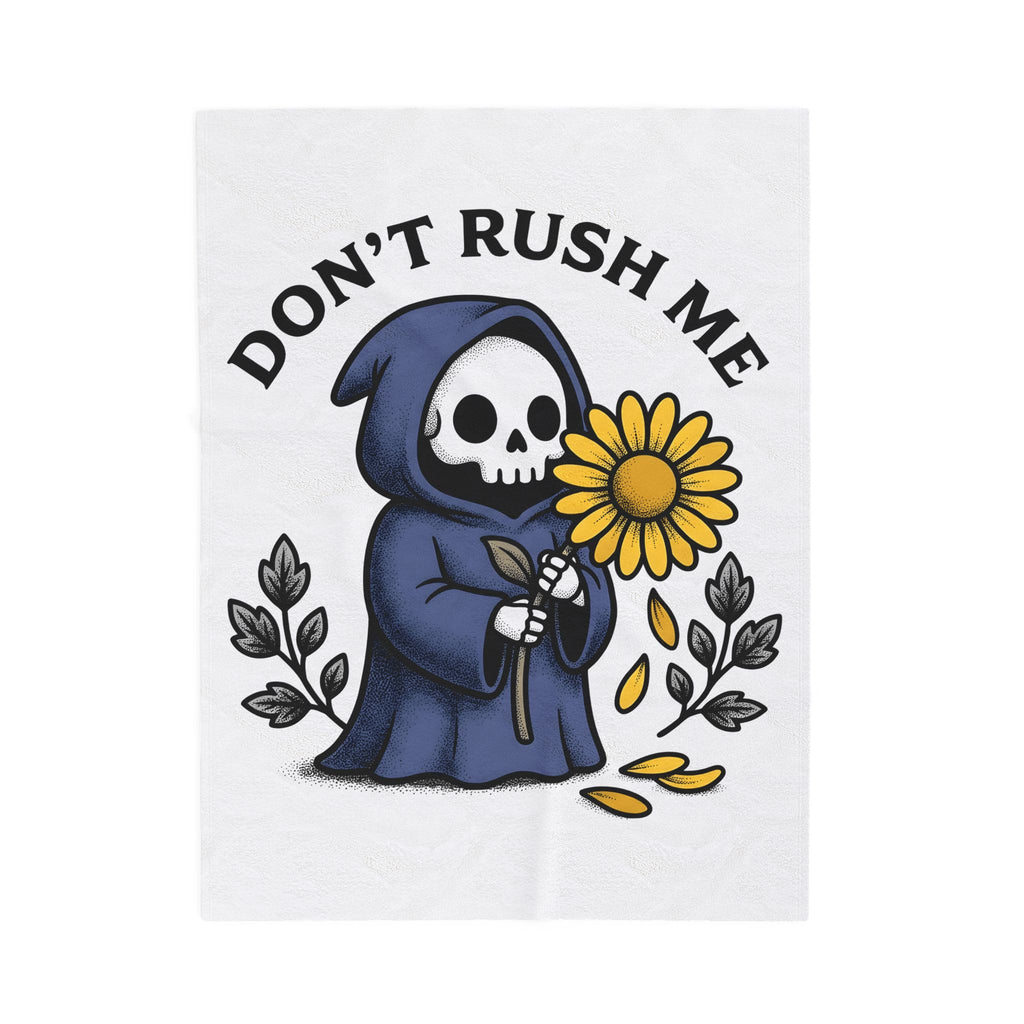 Death Figure Blanket Halloween Witchcraft Gift Women Doodle Blanket Grim Reaper Blanket Horror Fan Skeleton Graphic Blanket Classic Bloom Blanket