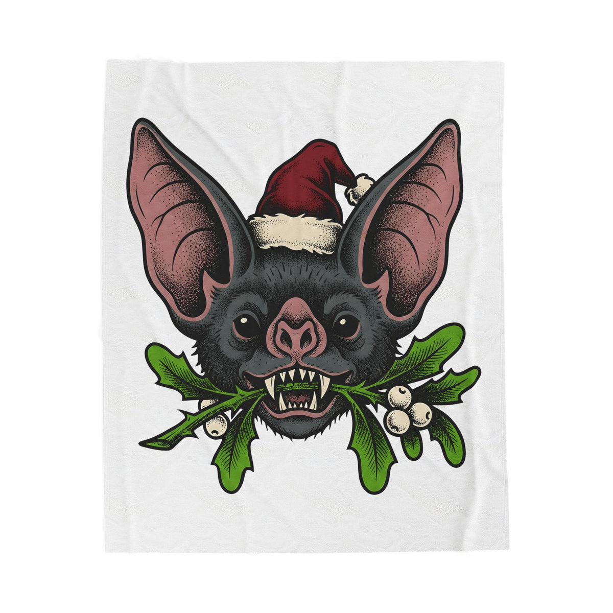 Bat Christmas Hat Blanket Christmas Alternative Gift Women Traditional Blanket Santa Hat Blanket Xmas Fan Vintage Blanket Gothic Graphic Retro