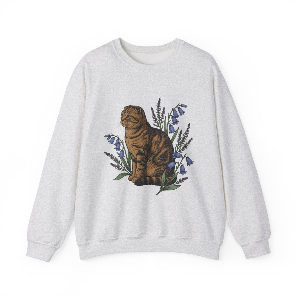 Tiger Cat Sweatshirt Cat Petals Gift Women Leaf Sweatshirt Tabby Cat Sweatshirt Cat Fan Feline Sweatshirt Floral Graphic Sketch Wild Blooms Sweatshirt