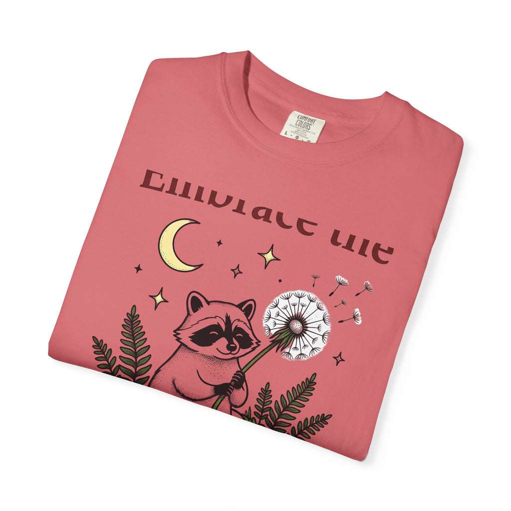 Raccoon Seed T-Shirt Cute Wildlife Gift Women Fanciful T-Shirt Trash Panda T-Shirt Adorable Fan Whimsical T-Shirt Animal Graphic Doodle Lunar