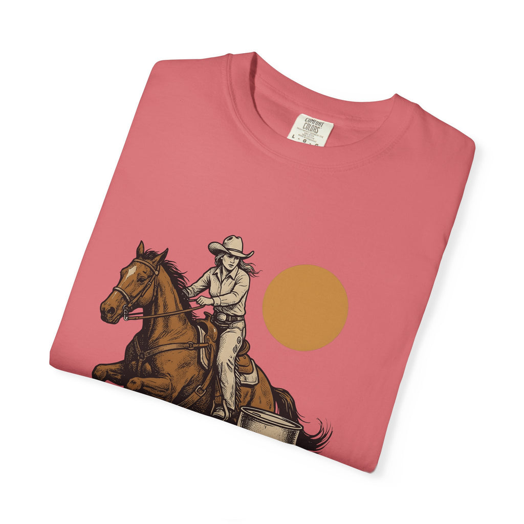 Barrel Racing T-Shirt Cowgirl Livestock Gift Women Cowboy T-Shirt Barrel Racing T-Shirt Rodeo Fan Western T-Shirt Cattle Graphic Retro Horse T-Shirt