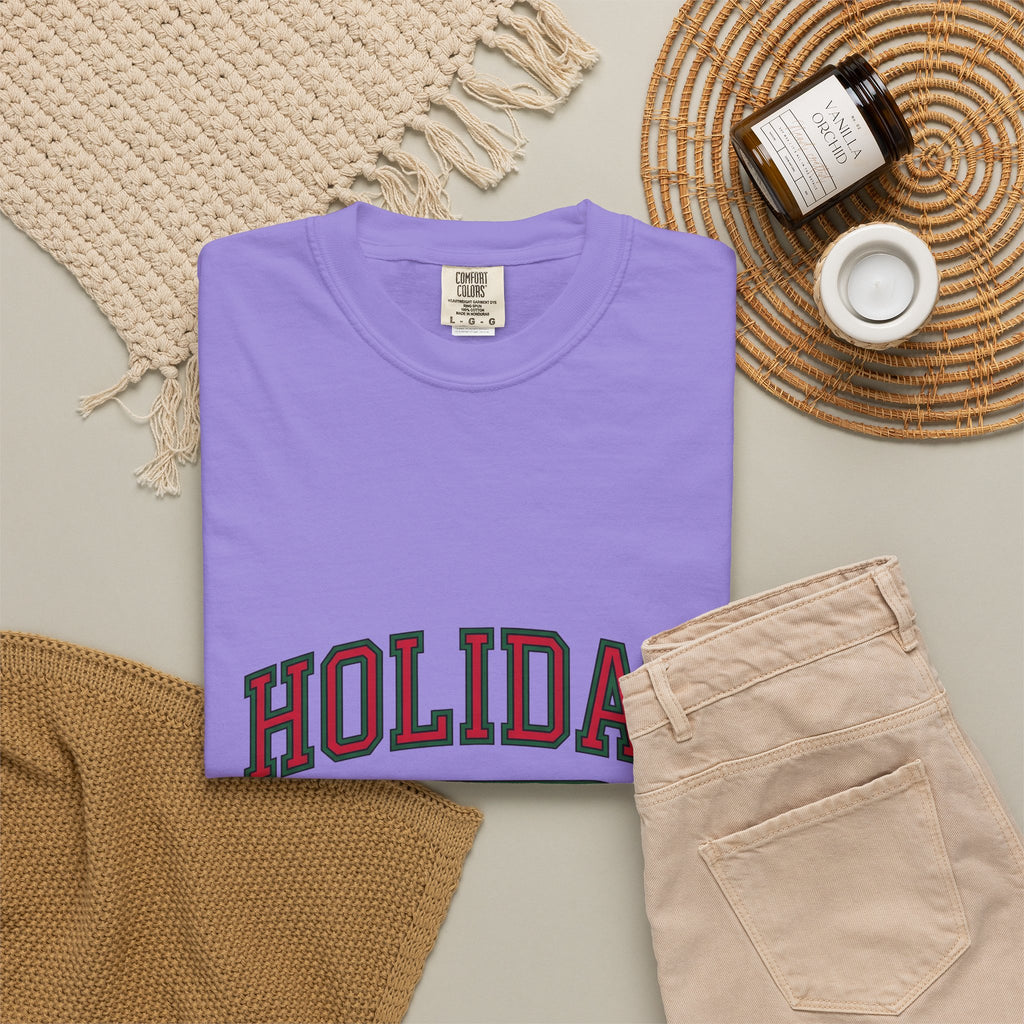 Bold College Font Holiday Christmas Decor Gift Merry Typography Christmas Fan Festive Christmas T-Shirt