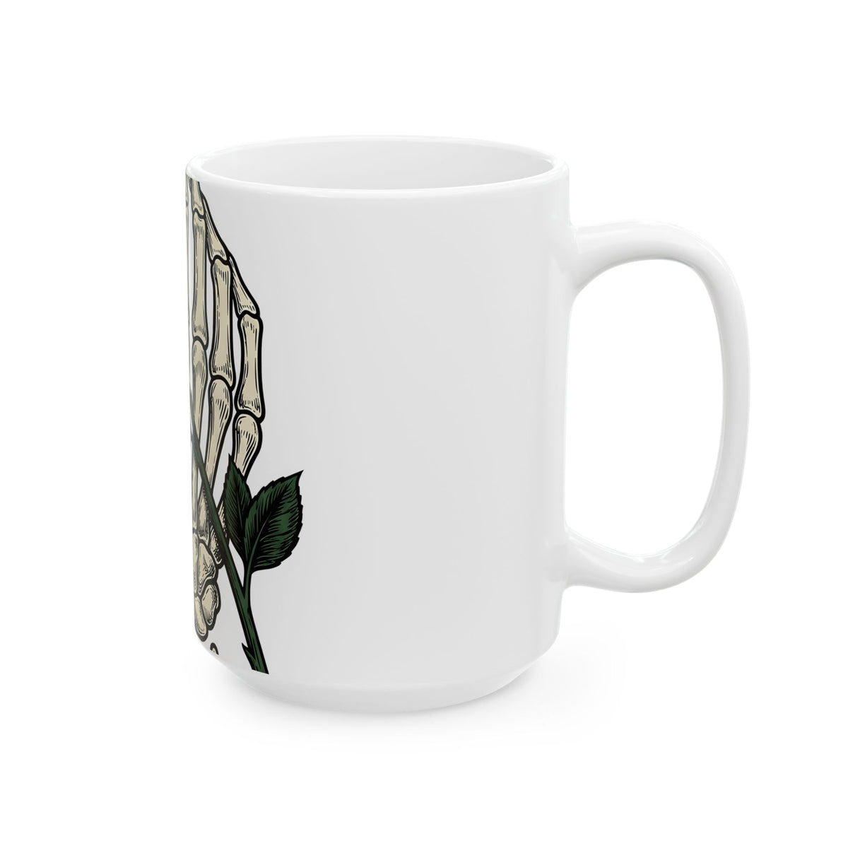 Skeleton Hand Mug Halloween Gothic Gift Women Tattoo Mug Bony Finger Mug Horror Fan Ink Mug Dark Graphic Vintage Rose Mug