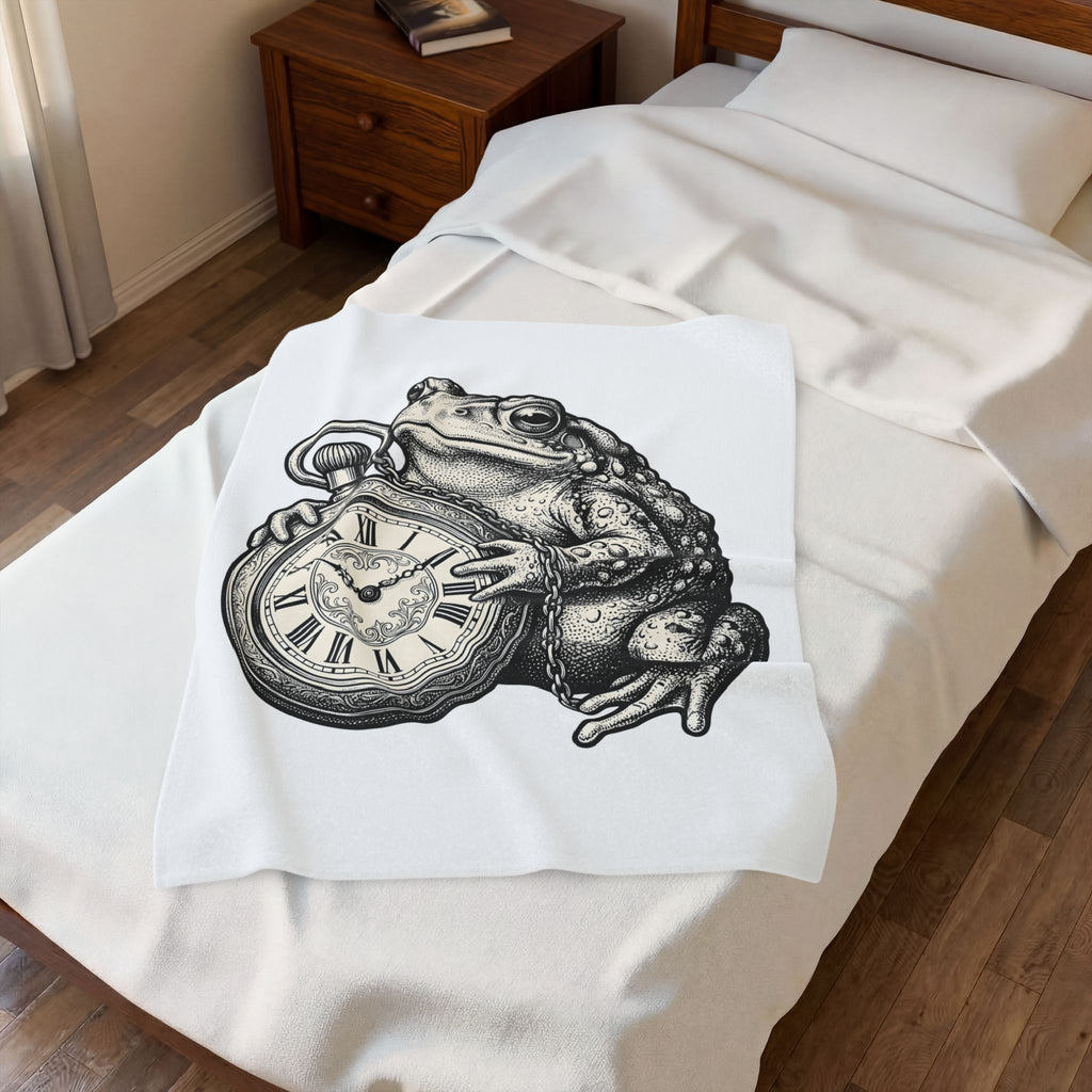 Toad Pocket Watch Blanket Funny Animal Gift Women Vintage Blanket Pocket Watch Blanket Humor Fan Retro Blanket Wildlife Graphic Hand Drawn Chain
