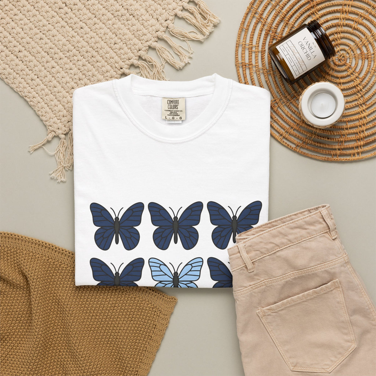 Butterfly Motif T-Shirt Boho Chic Plants Gift Women Plain T-Shirt Butterfly T-Shirt Hippie Fan Simple T-Shirt Floral Graphic Fresh Proportion