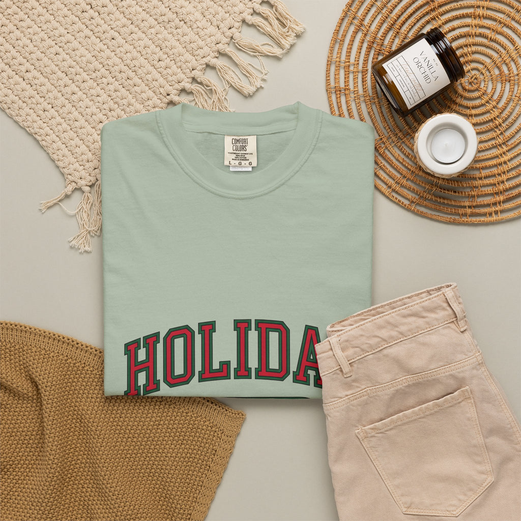 Bold College Font Holiday Christmas Decor Gift Merry Typography Christmas Fan Festive Christmas T-Shirt