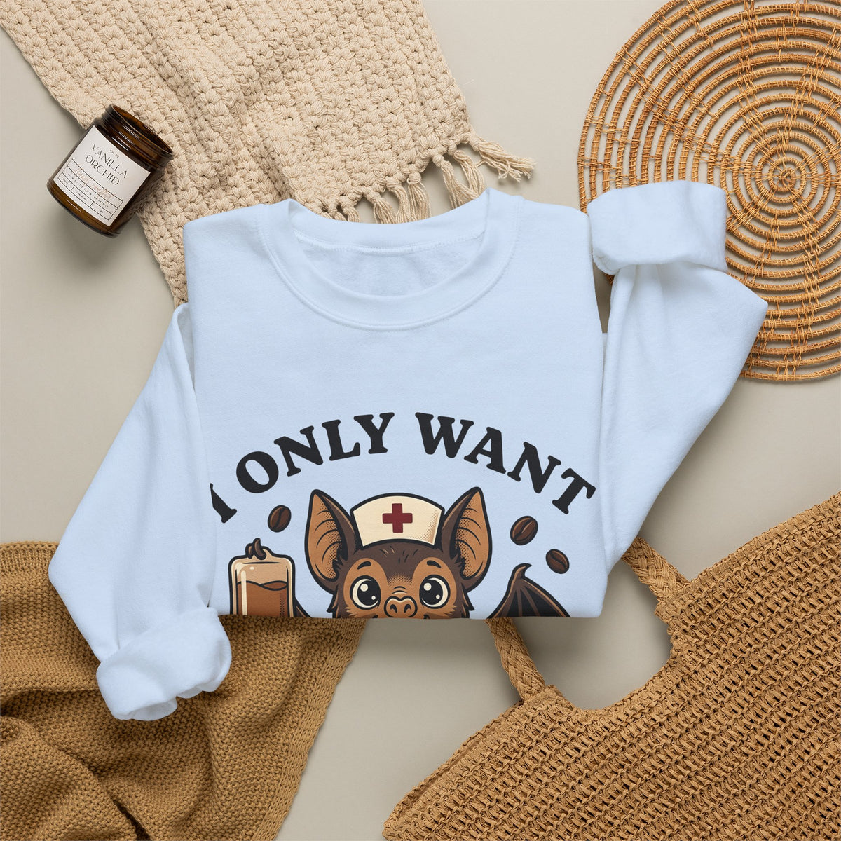 Medical Bat Sweatshirt Nurses Spooky Gift Women Adorable Sweatshirt Vampire Bat Sweatshirt Nurse Enthusiast Cute Sweatshirt Horror Graphic Comic Medical Tool