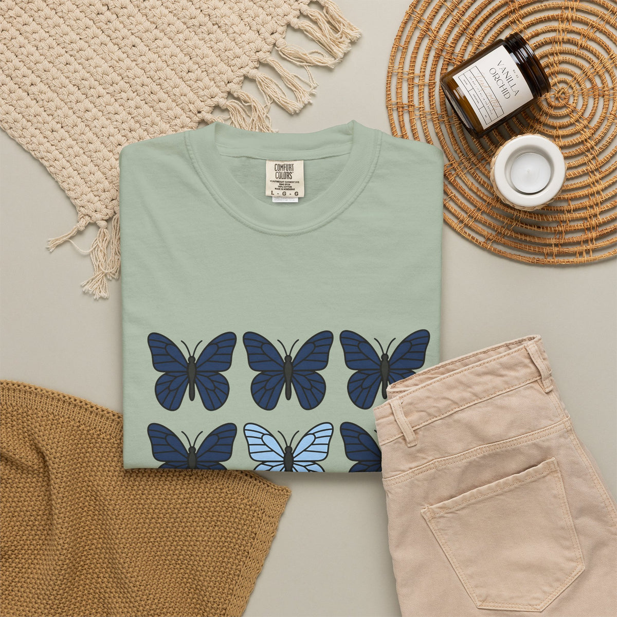 Butterfly Motif T-Shirt Boho Chic Plants Gift Women Plain T-Shirt Butterfly T-Shirt Hippie Fan Simple T-Shirt Floral Graphic Fresh Proportion