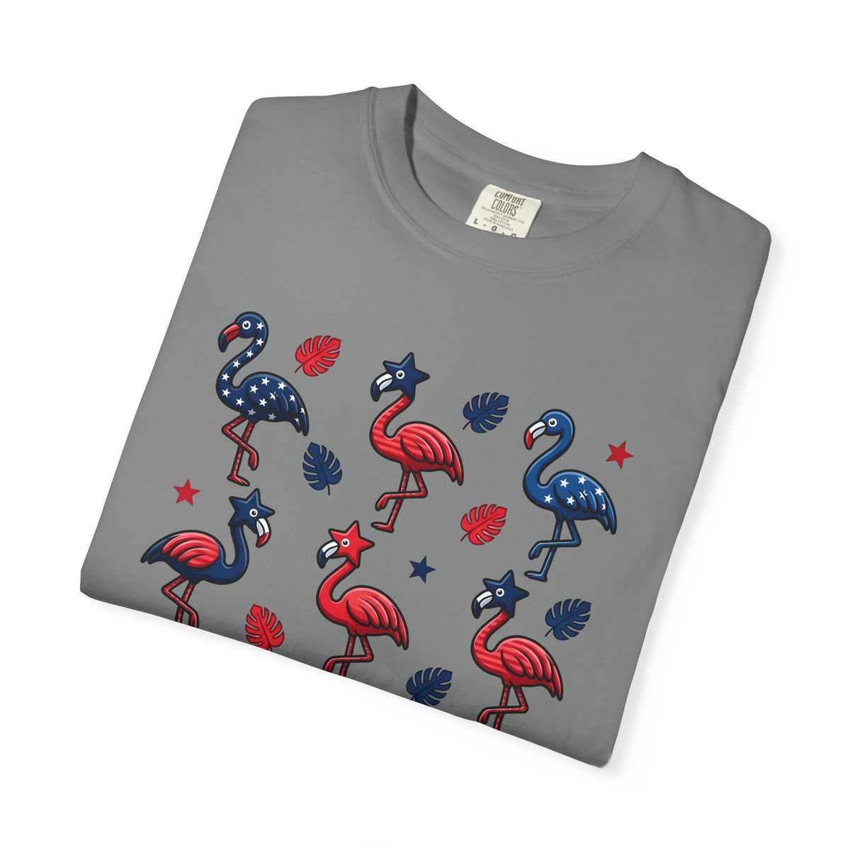 Flag Flamingo T-Shirt 4th Of July Holiday Gift Women Cartoonish T-Shirt Flamingo T-Shirt Independence Day Fan Retro T-Shirt Celebration Graphic Old