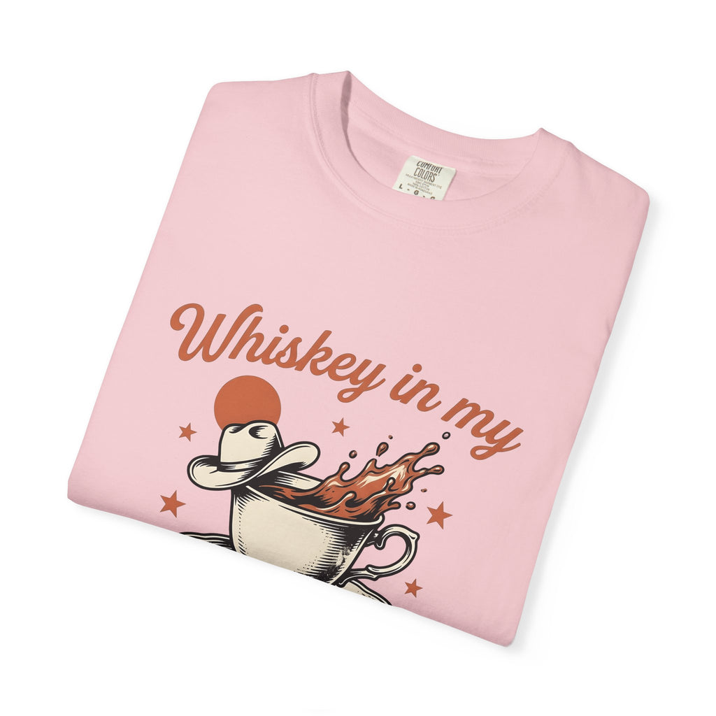 Hot Drink Western Hat T-Shirt Cowgirl Rodeo Gift Women Distressed T-Shirt Coffee T-Shirt Cowgirl Fan Vintage T-Shirt Rodeo Graphic Retro Shines