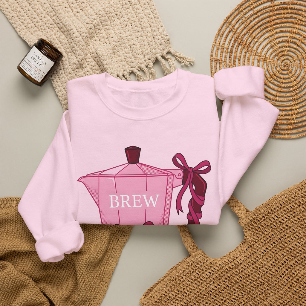 Moka Pot Sweatshirt Coffee Foodie Gift Women Cute Sweatshirt Stovetop Coffee Sweatshirt Coffee Fan Cute Sweatshirt Food Graphic Hand Drawn Bow Sweatshirt