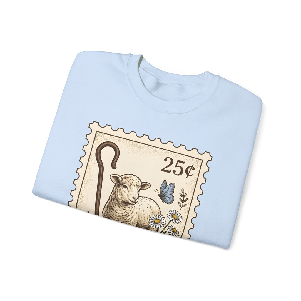 Lamb Drawing Sweatshirt Easter Farmland Gift Women Rustic Sweatshirt Sheep Sweatshirt Spring Fan Country Sweatshirt Farm Graphic Doodle Field Flowers Sweatshirt