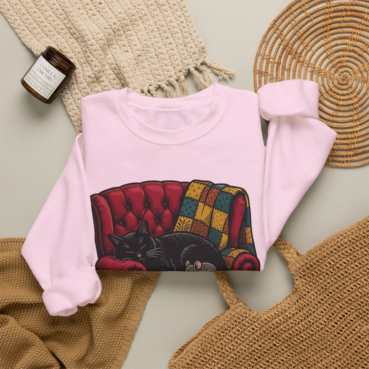 Ebony Cat Chair Sweatshirt Cat Interior Accents Gift Women Rustic Sweatshirt Cat Chair Sweatshirt Cat Fan Feline Sweatshirt Home Decor Graphic Outline Tiny