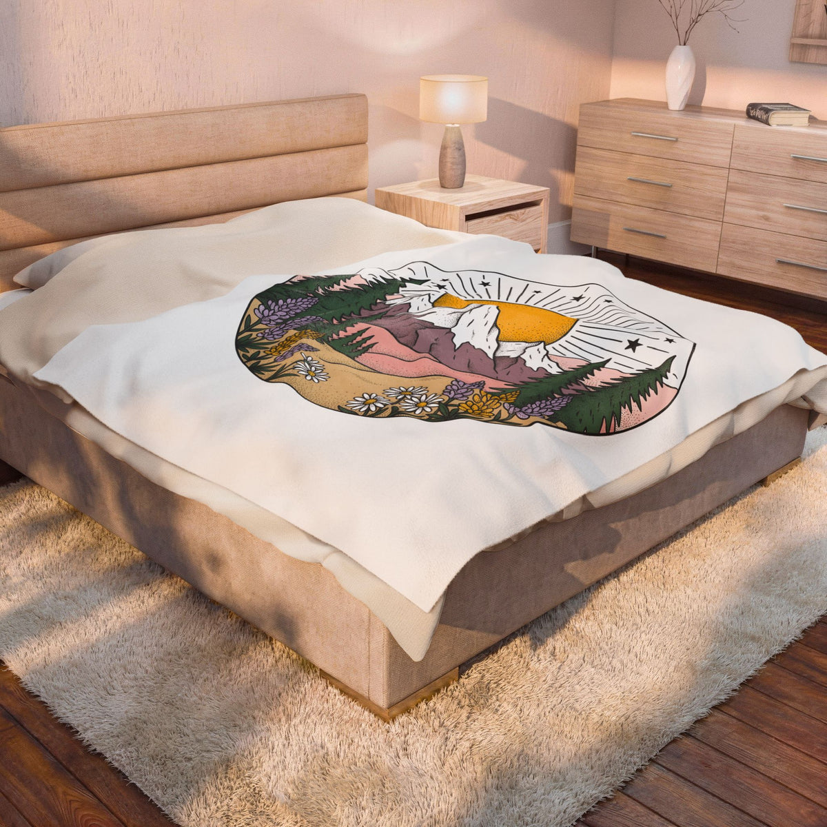 Mountain Scenery Blanket Nature Camping Gift Women Rustic Blanket Landscape Blanket Outdoors Enthusiast Distressed Blanket Outdoor Graphic Vintage