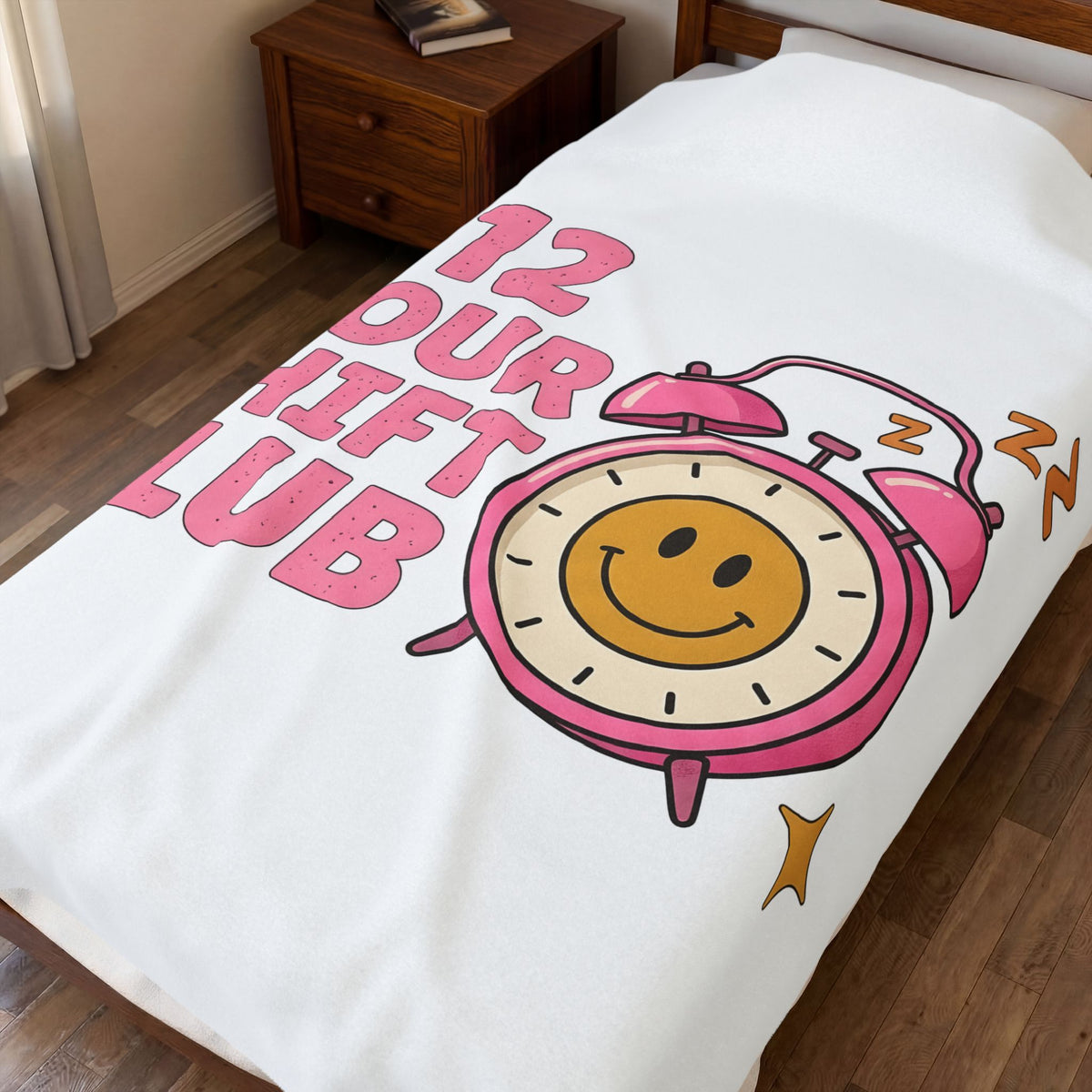 Happy Face Clock Blanket Nurses Job Gift Women Comic Blanket Smiley Blanket Nurse Enthusiast Cartoon Blanket Occupation Graphic Vintage Sparkle