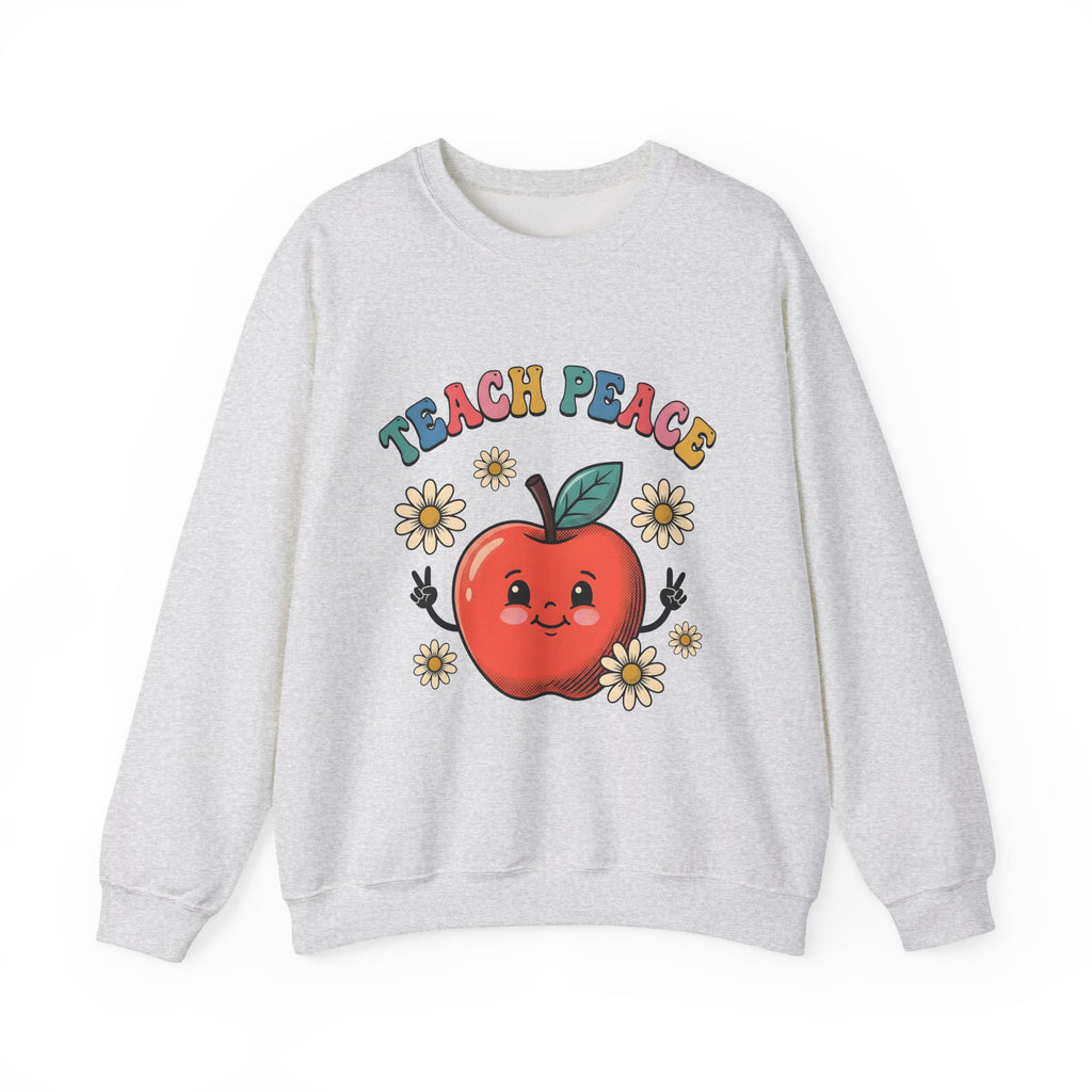 Happy Apple Sweatshirt Teachers Harmony Gift Women Comic Sweatshirt Fruit Sweatshirt Educator Enthusiast Cartoon Sweatshirt Balance Graphic Vintage Wildflowers