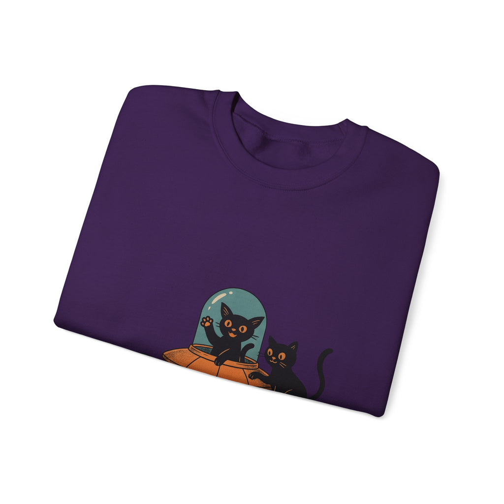 Space Cats Sweatshirt Cat Space Gift Women Vintage Sweatshirt Kitty Sweatshirt Feline Fan Retro Sweatshirt Astronaut Graphic Retro Ufo Sweatshirt